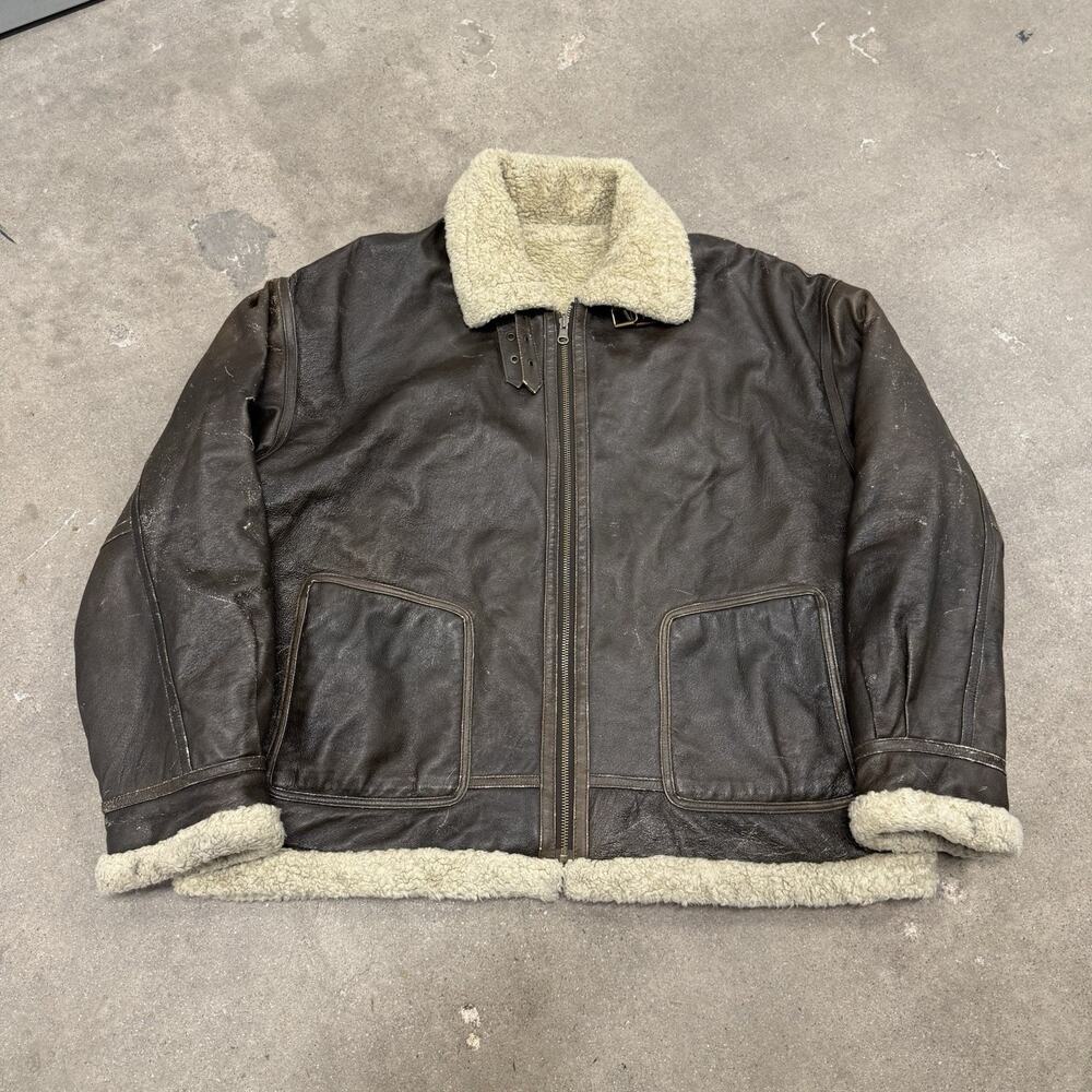 Vintage Wilsons Men's Brown Leather Shearling Bomber B3 Aviator Jacket XXL